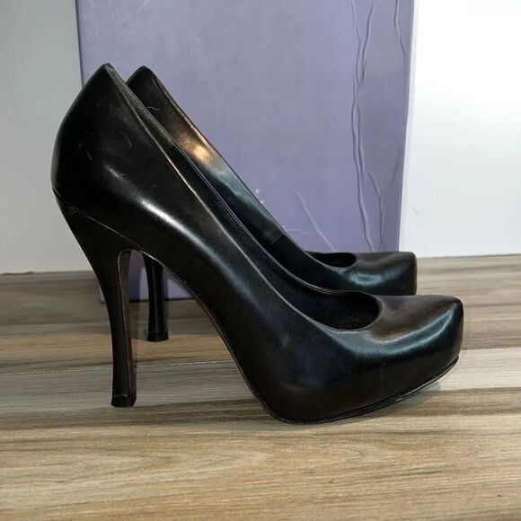 Ladies Vera Wang Raquel Hidden Platform Pumps Black Size 6 Leather Heels Shoes - Picture 2 of 10